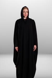 Soft premium fabric abaya with an elegant drape, offering a graceful and sophisticated look.