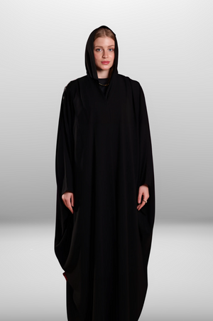 Soft premium fabric abaya with an elegant drape, offering a graceful and sophisticated look.