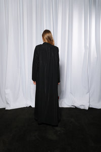 Full length front view of Bow Charm abaya showcasing graceful fall and structured bow accent