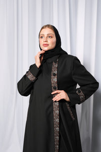 Fabric texture of Chic Collared abaya highlighting smooth premium material