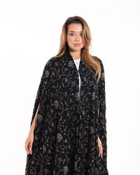 Close-up view of Embroidered Cape showcasing intricate embroidery details and premium craftsmanship by Esme Abaya.