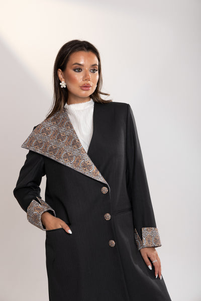 blazer with pockets and embroidery by esme abaya qatar