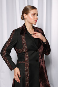Back view of Esmeabaya Cultural Fusion Brown Edition brown abaya with elegant drape