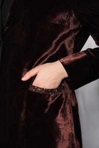 Premium fabric texture of Esmeabaya Cultural Fusion Brown Edition modest brown abaya