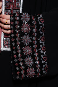 Front open styling of Esmeabaya Gala Bisht Abaya for modern modest layering
