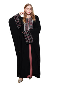 Esmeabaya Gala Bisht Abaya front view in luxurious design with elegant modest silhouette