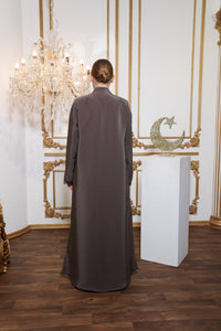 Full length look of Esmeabaya Lace Abaya Legacy showcasing flowing design with premium fabric