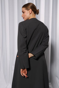 Sleeve detail of Esmeabaya Minimalistic Gray Abaya with refined stitching and clean design