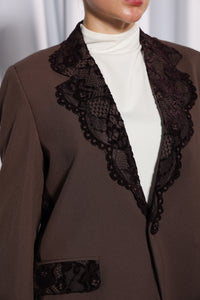 Button detail of Esmeabaya Noble Purple Blazer highlighting elegant front closure