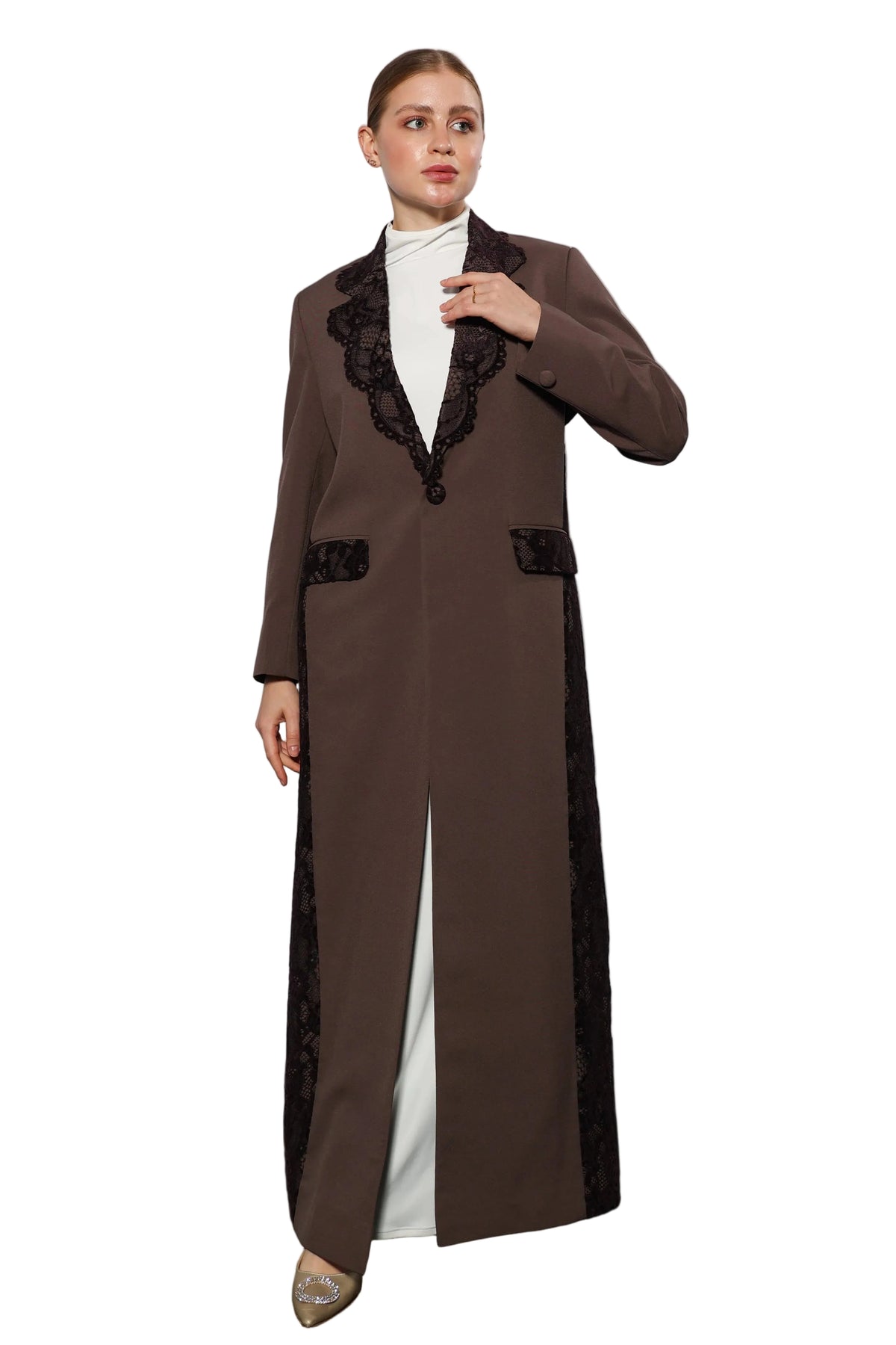 Esmeabaya Noble Purple Blazer front view in deep purple with tailored modest silhouette