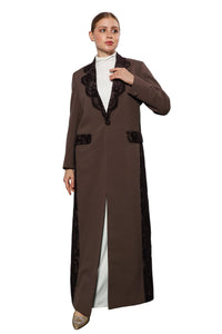 Esmeabaya Noble Purple Blazer front view in deep purple with tailored modest silhouette