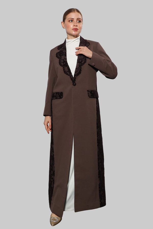 Esmeabaya Noble Purple Blazer front view in deep purple with tailored modest silhouette