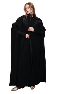Esmeabaya Nova Cape front view featuring elegant cape design with modest flowing silhouette