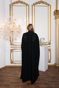 Full length look of Esmeabaya Nova Cape showcasing graceful drape and premium fabric