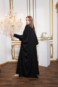 Fabric texture of Esmeabaya Regal Bisht Abaya in smooth high-quality material