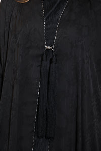 Flow and fall detail of Esmeabaya Regal Bisht Abaya with elegant movement