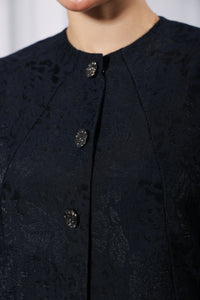 Close up embellishment detail of Esmeabaya Royal Blue Abaya for a luxurious touch