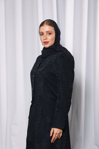 Styled look of Esmeabaya Royal Blue Abaya perfect for formal and evening wear