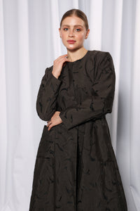 Styled look of Esmeabaya Soft Olive Abaya perfect for everyday modest wear