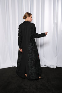Full length front view of Flowy Soft Blazer abaya showcasing fluid drape and relaxed structure