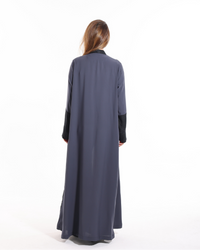 Graphite Grace abaya by Esme Abaya showcasing luxurious summer modest fashion with a sleek and elegant appearance.