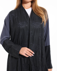 Luxury Graphite Grace abaya from Esme Abaya Summer '26 collection designed with a graceful silhouette and timeless elegance.