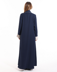 Pearl Affair abaya by Esme Abaya with elegant pearl details showcasing premium summer modest wear fashion.
