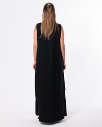 Close-up of the premium Korean fabric on the Soft Black Inner Dress highlighting its soft texture and flowing finish by Esmeabaya.