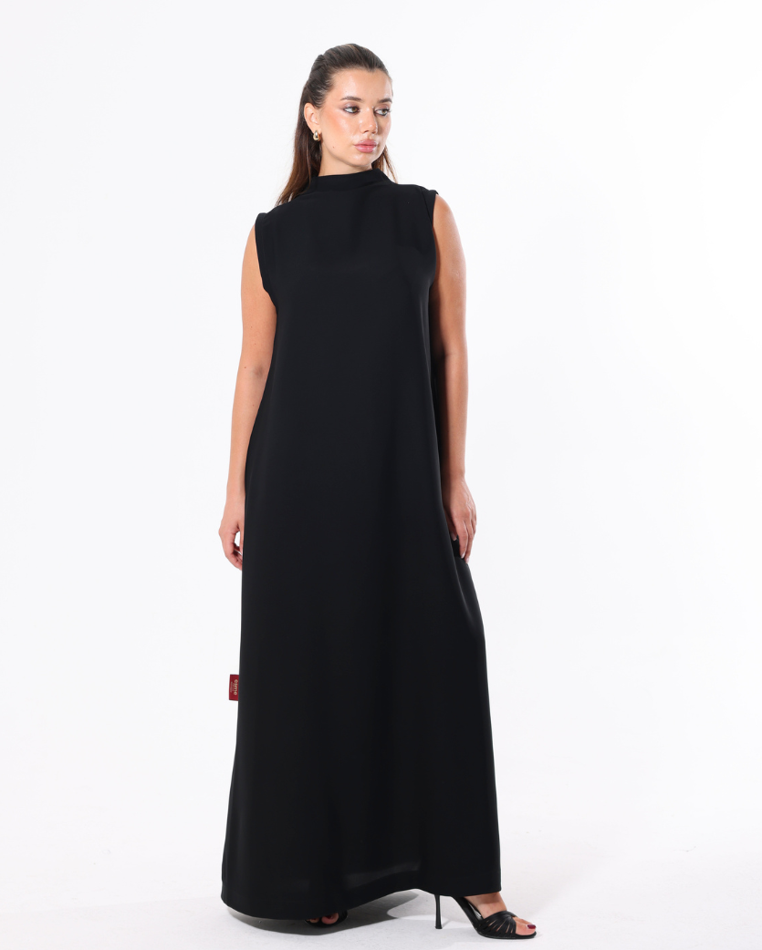 Soft Black Inner Dress front view crafted from premium Korean fabric with a soft flowy silhouette by Esmeabaya.
