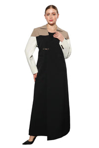Studio Blazer abaya front view featuring structured blazer collar and modest silhouette